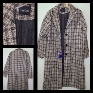 chouyatou Women's Big Notch Single Breasted Coat